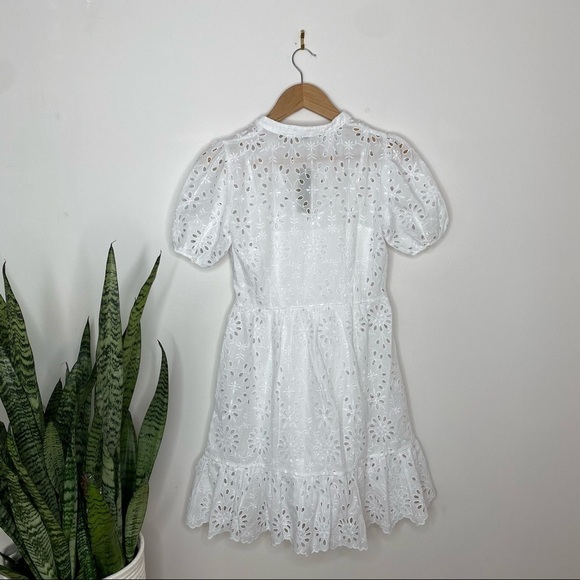 J. Crew White Puff-sleeve eyelet dress size 00 - Picture 6 of 12